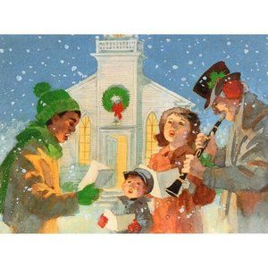 Christmas Chanting Peace Joy Love Greeting Card Holidays Seasons Wishes VTG Card